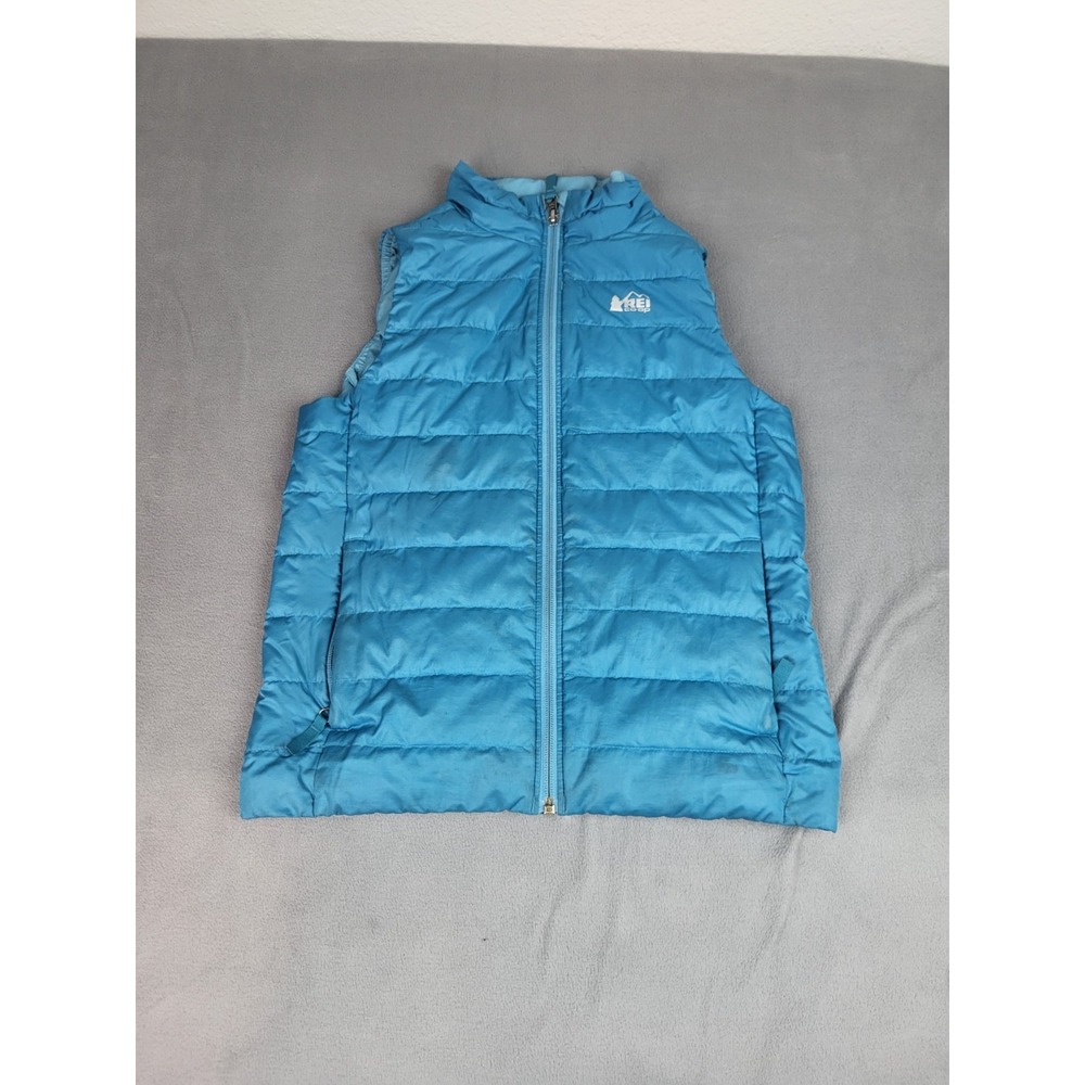 REI Co op Puffer Jacket Kids 10 12 Blue Lightweight Outdoor Full Zip Gorpcore